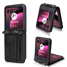 Soft Silicone Gel Leather Snap On Case Cover BY5 for Motorola Moto Razr 40 Ultra 5G Black