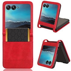 Soft Silicone Gel Leather Snap On Case Cover BY7 for Motorola Moto Razr 40 Ultra 5G Red