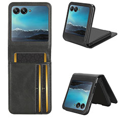 Soft Silicone Gel Leather Snap On Case Cover CX1 for Motorola Moto Razr 40 Ultra 5G Black