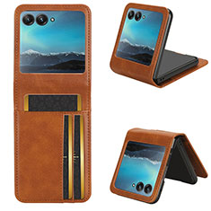 Soft Silicone Gel Leather Snap On Case Cover CX1 for Motorola Moto Razr 40 Ultra 5G Brown