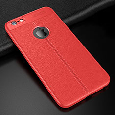 Soft Silicone Gel Leather Snap On Case Cover D01 for Apple iPhone 6S Red