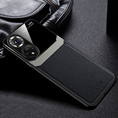 Soft Silicone Gel Leather Snap On Case Cover FL1 for Huawei Honor 50 Pro 5G Black