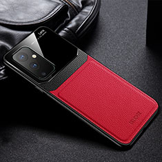 Soft Silicone Gel Leather Snap On Case Cover FL1 for OnePlus 9 5G Red