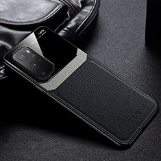 Soft Silicone Gel Leather Snap On Case Cover FL1 for OnePlus 9 Pro 5G Black