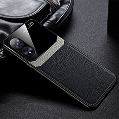 Soft Silicone Gel Leather Snap On Case Cover FL1 for Oppo A1 5G Black