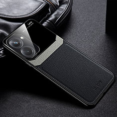 Soft Silicone Gel Leather Snap On Case Cover FL1 for Realme V20 5G Black