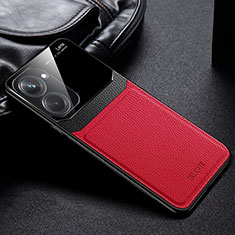 Soft Silicone Gel Leather Snap On Case Cover FL1 for Realme V30t 5G Red