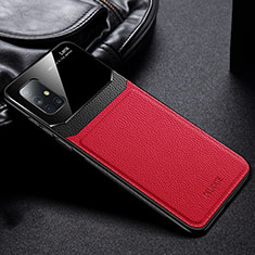 Soft Silicone Gel Leather Snap On Case Cover FL1 for Samsung Galaxy A51 5G Red