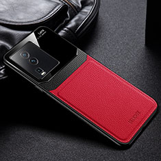 Soft Silicone Gel Leather Snap On Case Cover FL1 for Vivo iQOO Neo7 SE Red