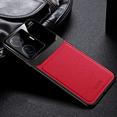 Soft Silicone Gel Leather Snap On Case Cover FL1 for Vivo iQOO Z6 Pro 5G Red