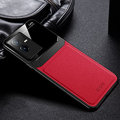 Soft Silicone Gel Leather Snap On Case Cover FL1 for Vivo iQOO Z6x Red