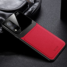 Soft Silicone Gel Leather Snap On Case Cover FL1 for Vivo V21 5G Red