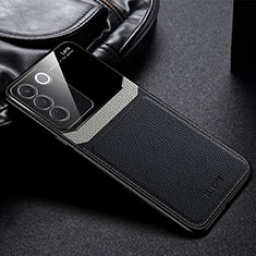 Soft Silicone Gel Leather Snap On Case Cover FL1 for Vivo V27e 5G Black