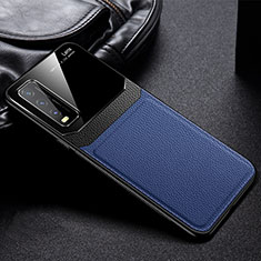 Soft Silicone Gel Leather Snap On Case Cover FL1 for Vivo Y20G Blue