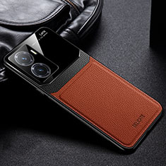 Soft Silicone Gel Leather Snap On Case Cover FL1 for Xiaomi Poco C51 Brown