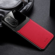 Soft Silicone Gel Leather Snap On Case Cover FL1 for Xiaomi Poco F3 5G Red