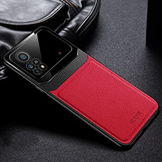 Soft Silicone Gel Leather Snap On Case Cover FL1 for Xiaomi Poco X4 Pro 5G Red