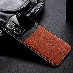 Soft Silicone Gel Leather Snap On Case Cover FL1 for Xiaomi Redmi 10 5G Brown