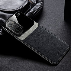 Soft Silicone Gel Leather Snap On Case Cover FL1 for Xiaomi Redmi K40 5G Black