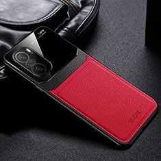 Soft Silicone Gel Leather Snap On Case Cover FL1 for Xiaomi Redmi Note 11 SE India 4G Red