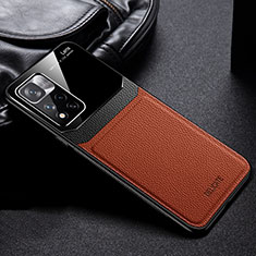 Soft Silicone Gel Leather Snap On Case Cover FL1 for Xiaomi Redmi Note 11T 5G Brown
