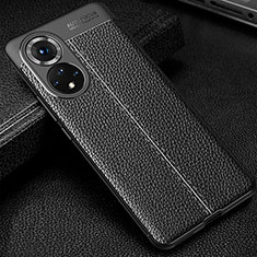 Soft Silicone Gel Leather Snap On Case Cover for Huawei Honor 50 Pro 5G Black