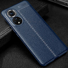 Soft Silicone Gel Leather Snap On Case Cover for Huawei Honor 50 Pro 5G Blue