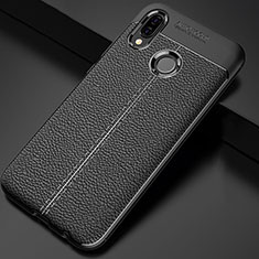 Soft Silicone Gel Leather Snap On Case Cover for Huawei P Smart+ Plus Black