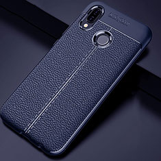 Soft Silicone Gel Leather Snap On Case Cover for Huawei P Smart+ Plus Blue
