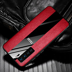 Soft Silicone Gel Leather Snap On Case Cover for Huawei P40 Lite 5G Red