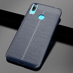 Soft Silicone Gel Leather Snap On Case Cover for Huawei Y7 (2019) Blue