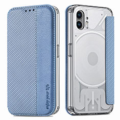 Soft Silicone Gel Leather Snap On Case Cover for Nothing Phone 2 Blue