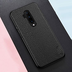 Soft Silicone Gel Leather Snap On Case Cover for OnePlus 7T Pro 5G Black