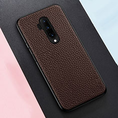 Soft Silicone Gel Leather Snap On Case Cover for OnePlus 7T Pro 5G Brown