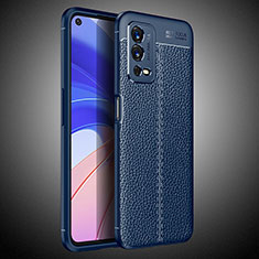 Soft Silicone Gel Leather Snap On Case Cover for Oppo A55 4G Blue