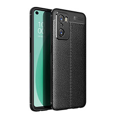Soft Silicone Gel Leather Snap On Case Cover for Oppo A55S 5G Black