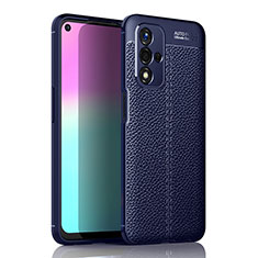 Soft Silicone Gel Leather Snap On Case Cover for Oppo A93s 5G Blue
