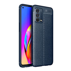 Soft Silicone Gel Leather Snap On Case Cover for Oppo A95 4G Blue