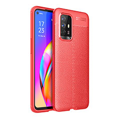 Soft Silicone Gel Leather Snap On Case Cover for Oppo F19 Pro+ Plus 5G Red