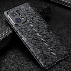 Soft Silicone Gel Leather Snap On Case Cover for Oppo Find X5 5G Black