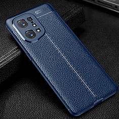 Soft Silicone Gel Leather Snap On Case Cover for Oppo Find X5 5G Blue