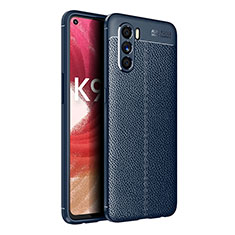 Soft Silicone Gel Leather Snap On Case Cover for Oppo K9 Pro 5G Blue