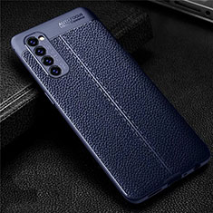 Soft Silicone Gel Leather Snap On Case Cover for Oppo Reno4 Pro 4G Blue