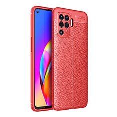 Soft Silicone Gel Leather Snap On Case Cover for Oppo Reno5 Lite Red