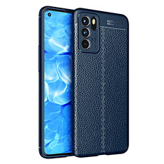 Soft Silicone Gel Leather Snap On Case Cover for Oppo Reno6 5G Blue