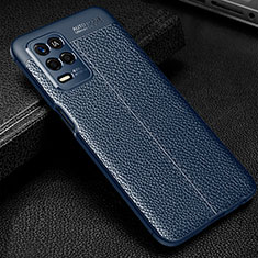 Soft Silicone Gel Leather Snap On Case Cover for Realme 8 5G Blue