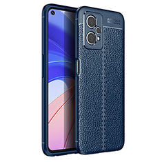 Soft Silicone Gel Leather Snap On Case Cover for Realme 9 Pro 5G Blue