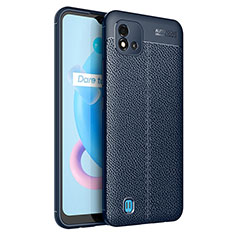 Soft Silicone Gel Leather Snap On Case Cover for Realme C20 Blue