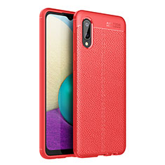 Soft Silicone Gel Leather Snap On Case Cover for Samsung Galaxy A02 Red