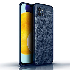 Soft Silicone Gel Leather Snap On Case Cover for Samsung Galaxy A03 Blue